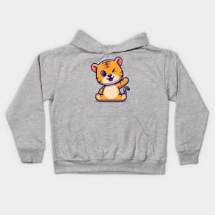 Cute Tiger Waving Hand Cartoon Kids Hoodie